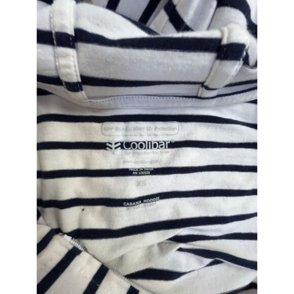 Coolibar Womens XS Cabana Hoodie UPF 50+ Swim Dress Cover Up White/Blue Striped - Picture 3 of 8